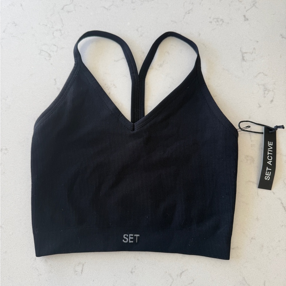 SET Active Women's Black V-Neck Sports Bra